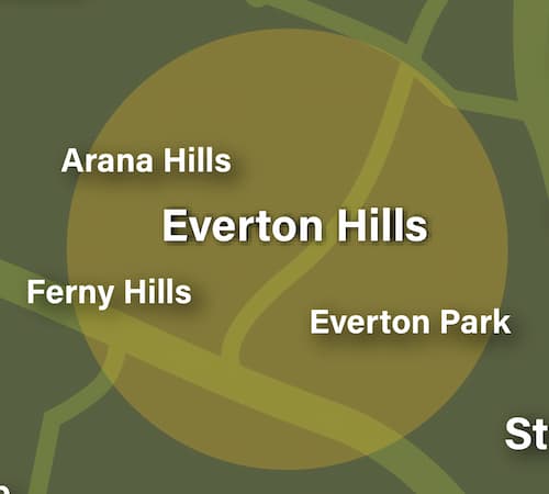 Everton Hills, Everton Park, Arana Hills Stump grinding service map